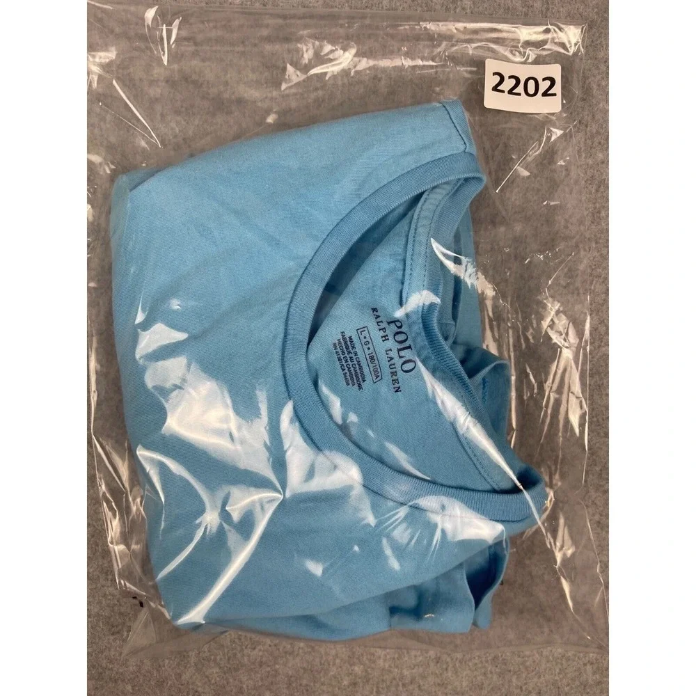 Polo Ralph Lauren Basic T Shirt Mens L Blue Aqua Yellow Pony‎ Short Sleeve Crew